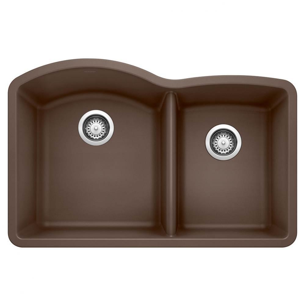 Diamond SILGRANIT 32'' 60/40 Double Bowl Undermount Kitchen Sink - Cafe