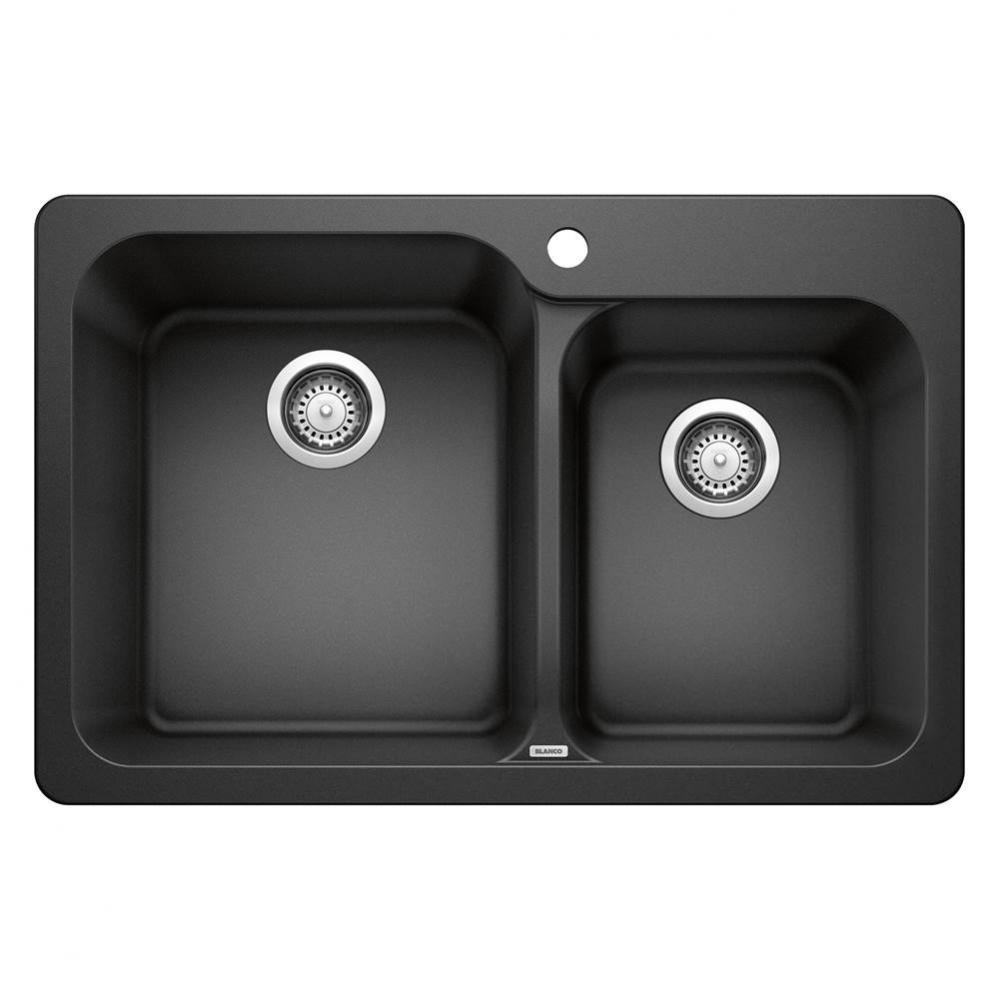 Vision SILGRANIT 31.5'' 60/40 Double Bowl Dual Mount Kitchen Sink - Anthracite