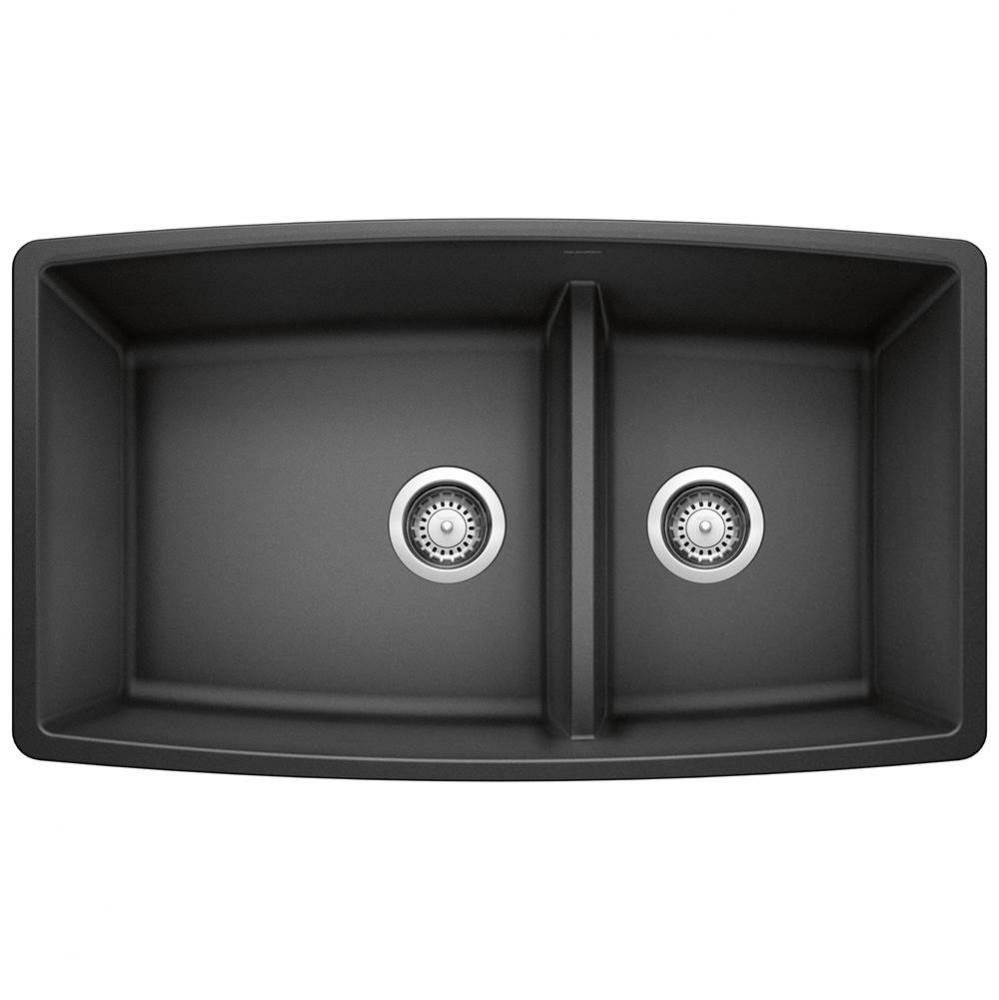 Performa SILGRANIT 33'' 60/40 Double Bowl Undermount Kitchen Sink with Low Divide - Anth