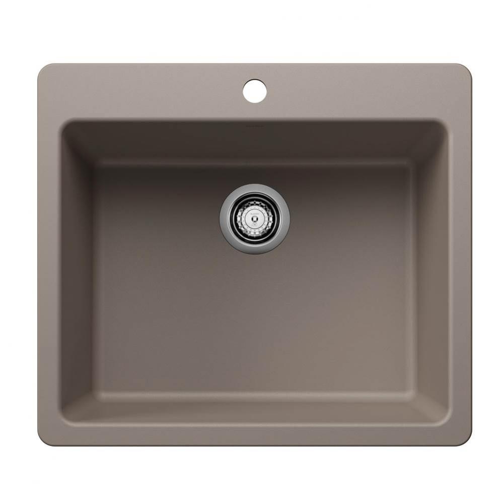 Liven SILGRANIT 25'' Single Bowl Dual Mount Kitchen Sink - Truffle