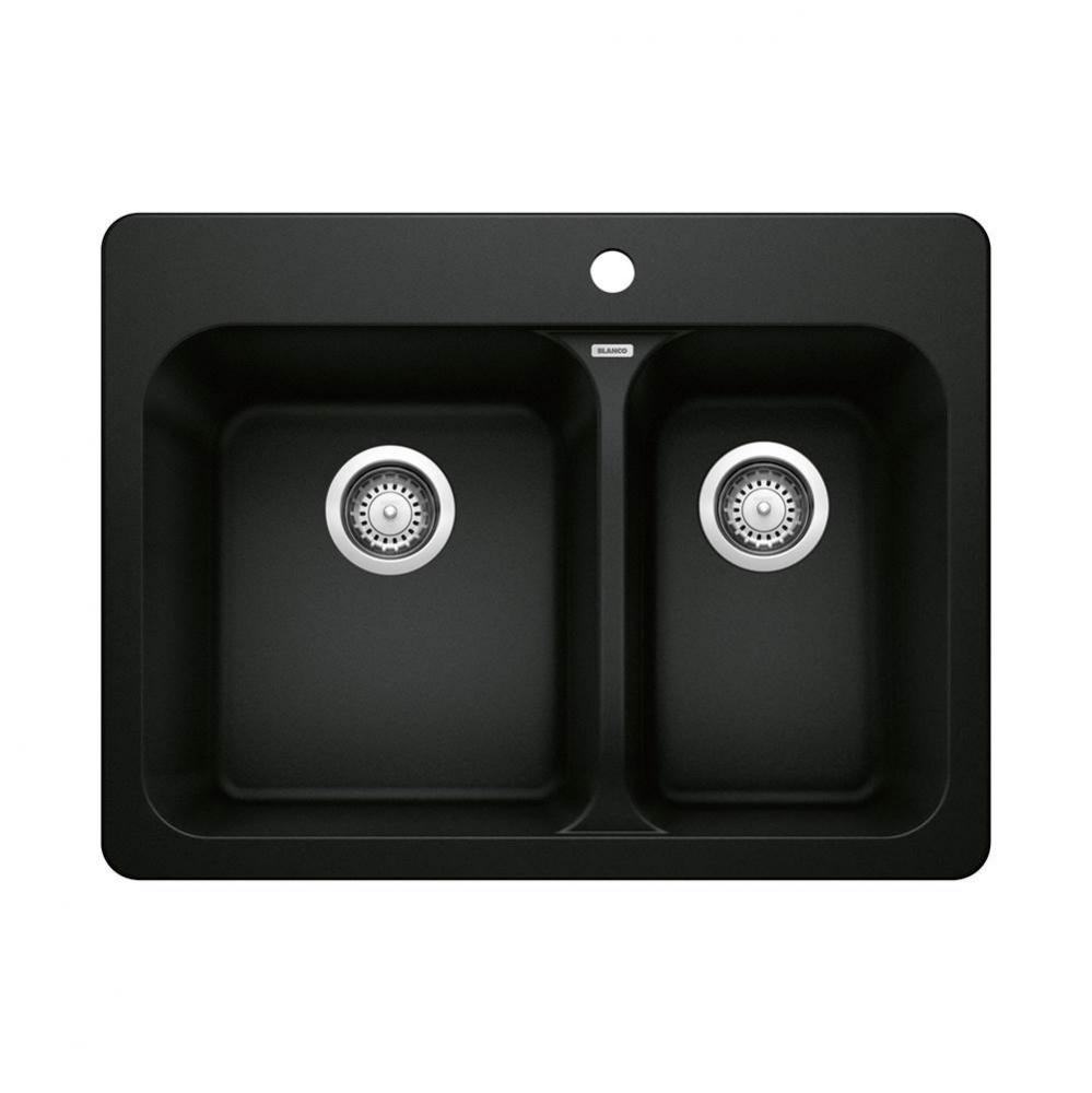 Vision SILGRANIT 27.5'' 70/30 Double Bowl Dual Mount Kitchen Sink - Coal Black