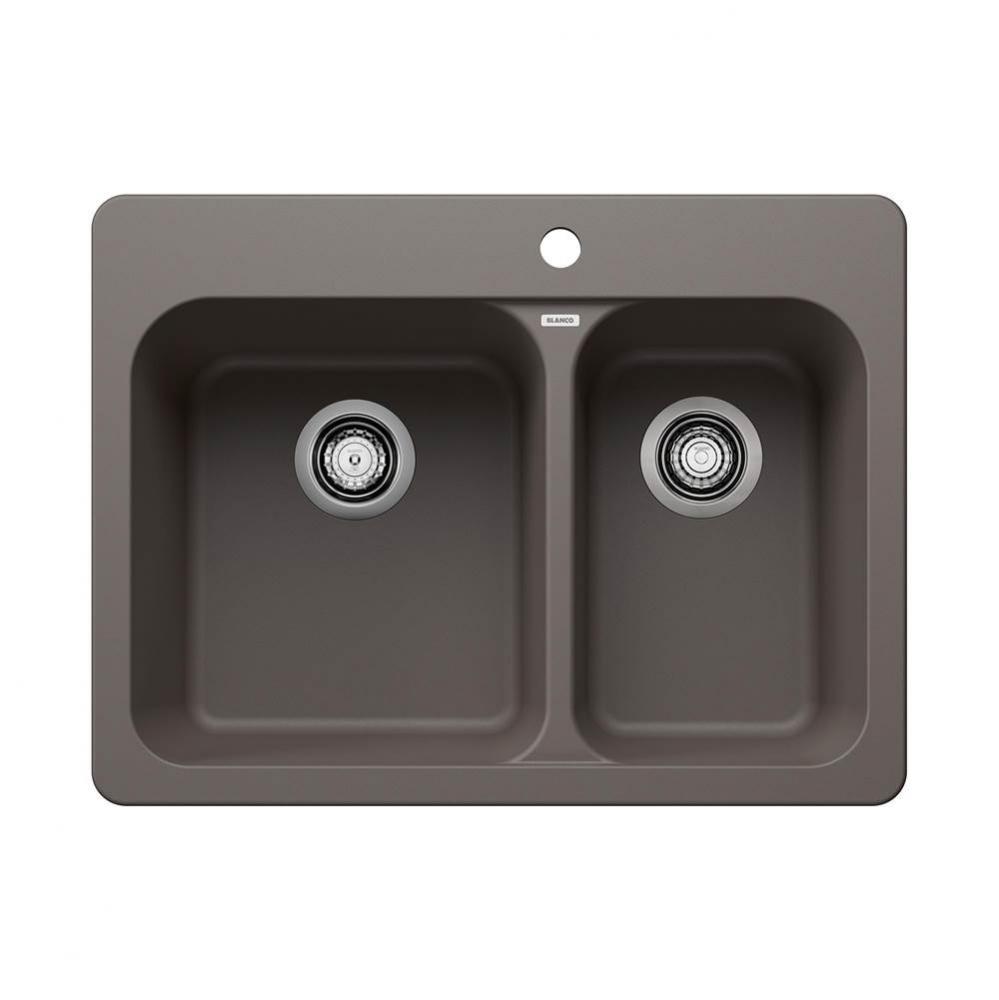 Vision SILGRANIT 27.5'' 70/30 Double Bowl Dual Mount Kitchen Sink - Volcano Gray