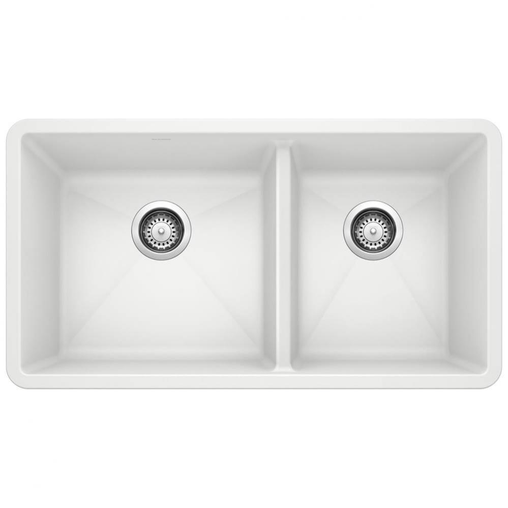 Precis SILGRANIT 33'' 60/40 Double Bowl Undermount Kitchen Sink - White