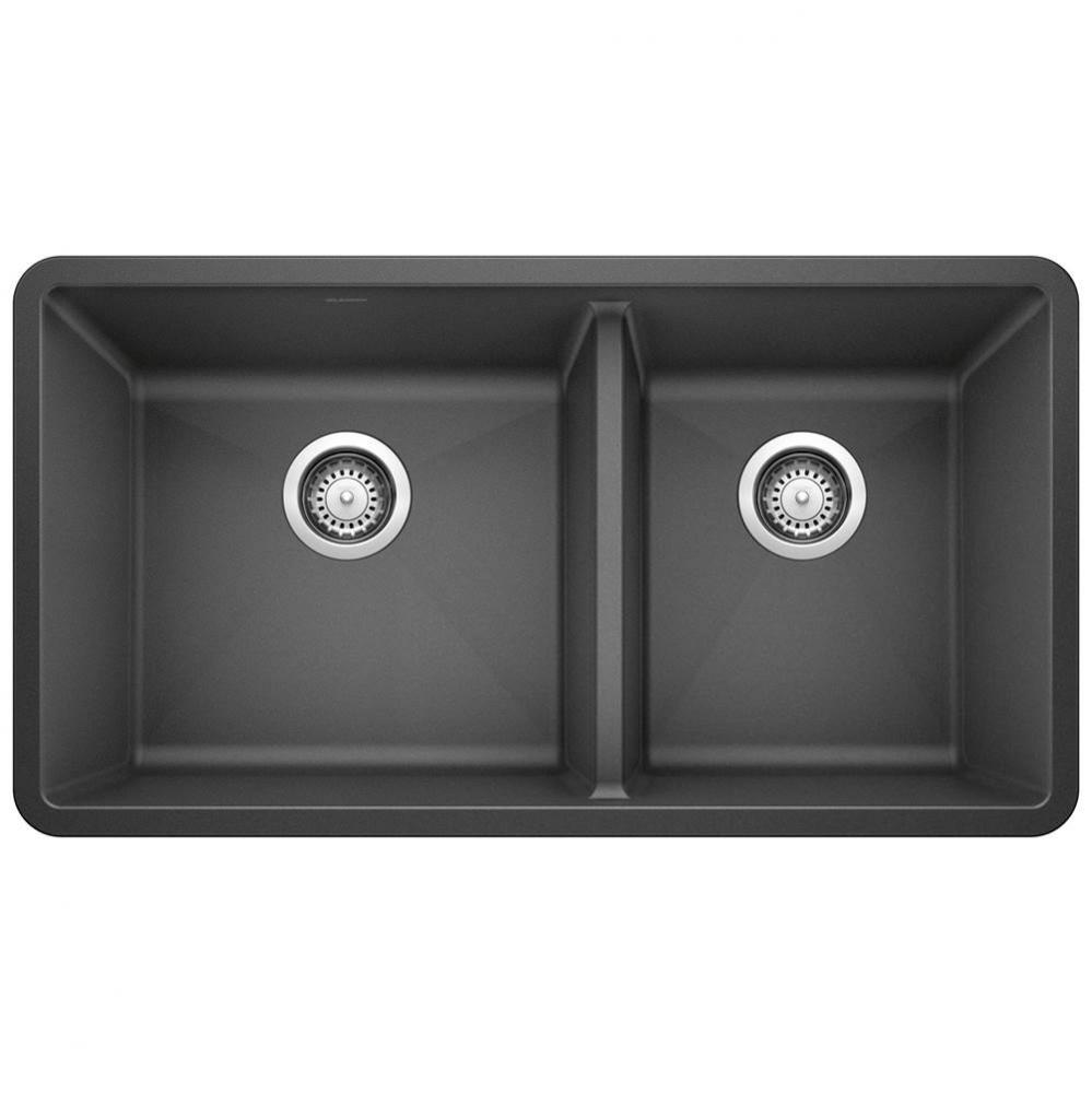 Precis SILGRANIT 33'' 60/40 Double Bowl Undermount Kitchen Sink - Anthracite