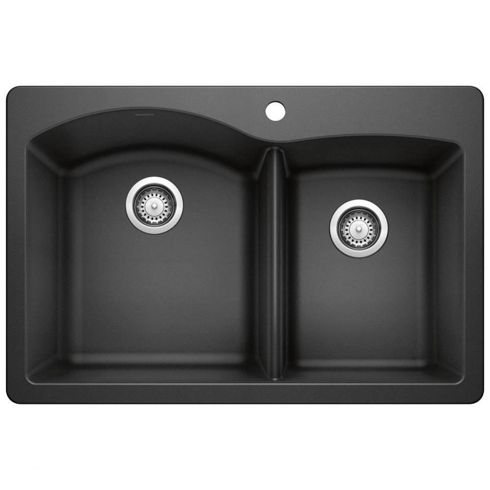 Diamond SILGRANIT 33'' 60/40 Double Bowl Dual Mount Kitchen Sink - Anthracite