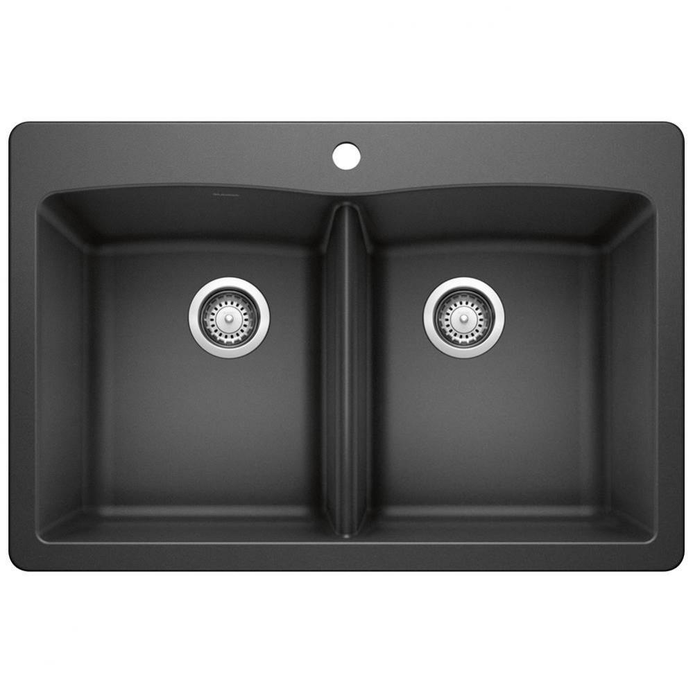 Diamond SILGRANIT 33'' 50/50 Double Bowl Dual Mount Kitchen Sink - Anthracite