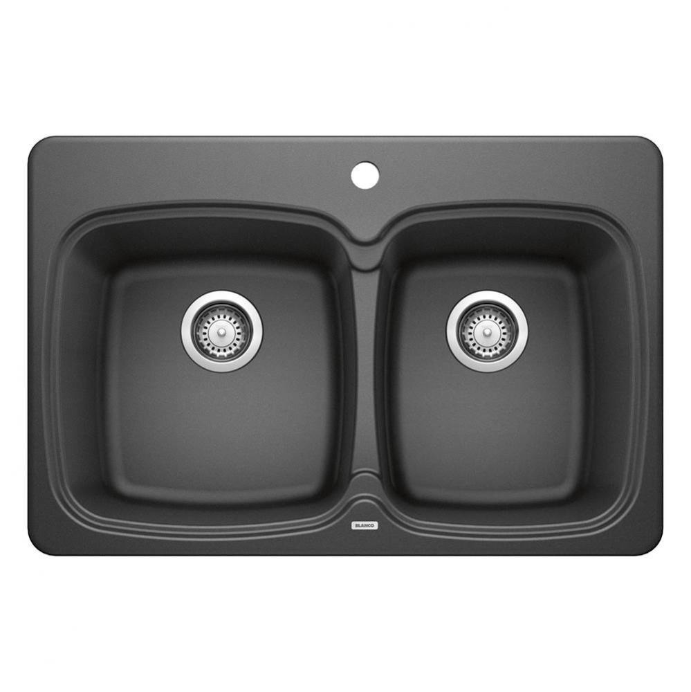 Vienna SILGRANIT 31'' 50/50 Double Bowl Dual Mount Kitchen Sink - Anthracite
