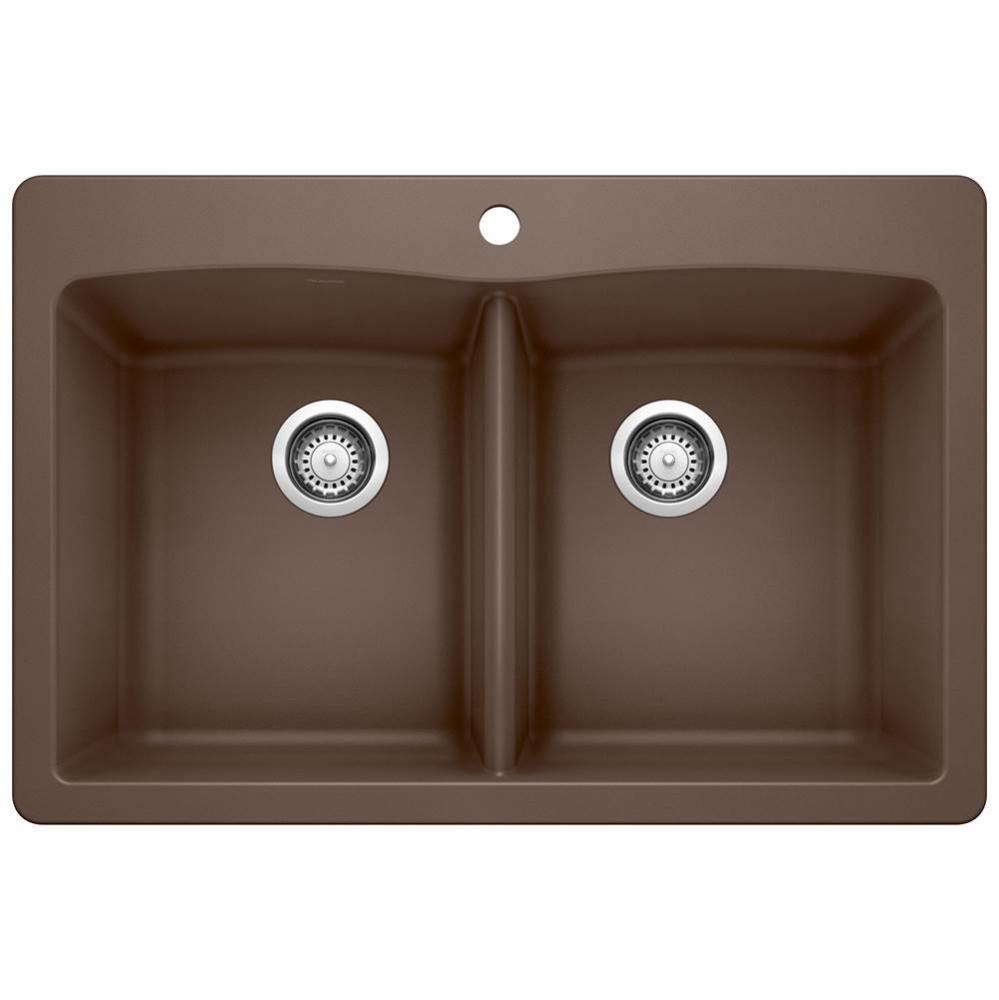 Diamond SILGRANIT 33'' 50/50 Double Bowl Dual Mount Kitchen Sink - Cafe