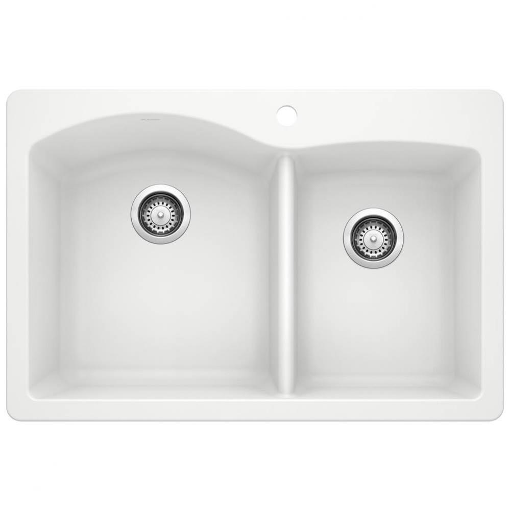 Diamond SILGRANIT 33'' 60/40 Double Bowl Dual Mount Kitchen Sink - White