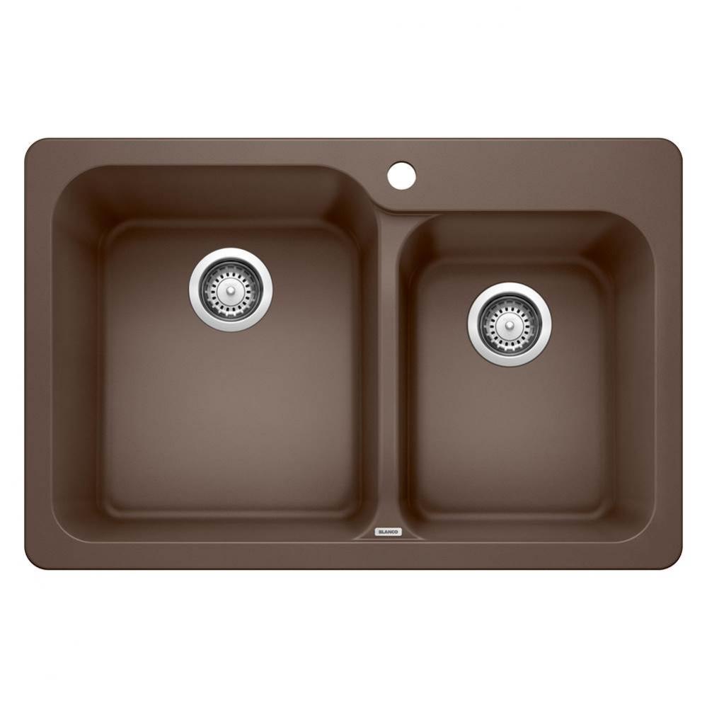 Vision SILGRANIT 31.5'' 60/40 Double Bowl Dual Mount Kitchen Sink - Cafe