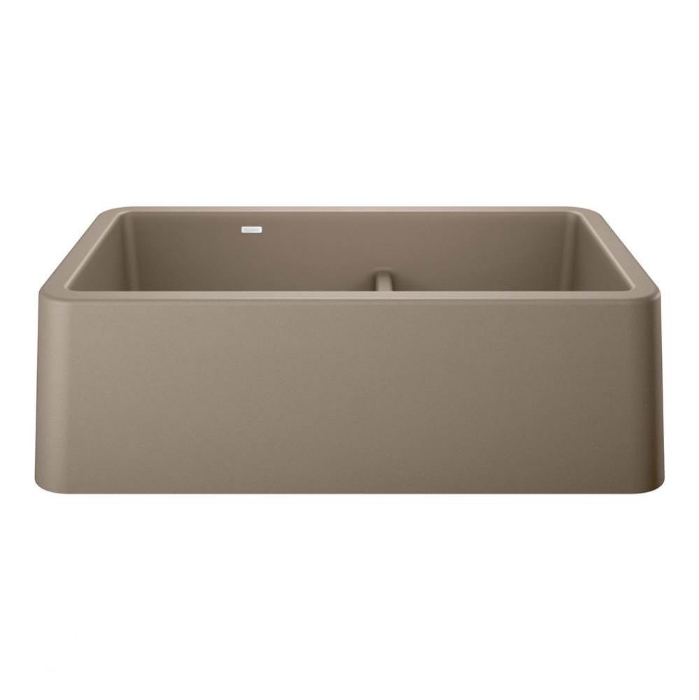 Ikon SILGRANIT 33'' Double Bowl Apron-Front Farmhouse Sink with Low Divide - Truffle