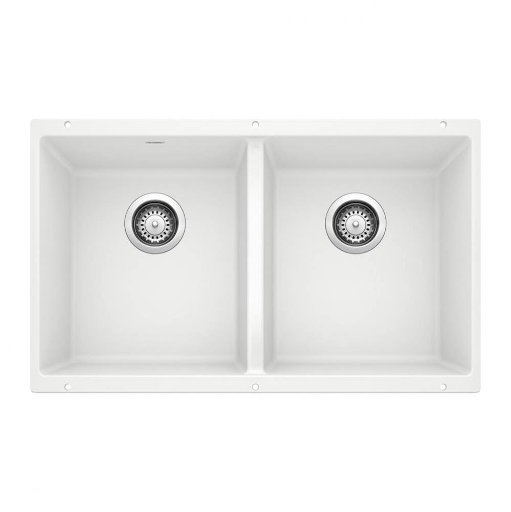 Precis SILGRANIT 29'' 50/50 Double Bowl Undermount Kitchen Sink - White