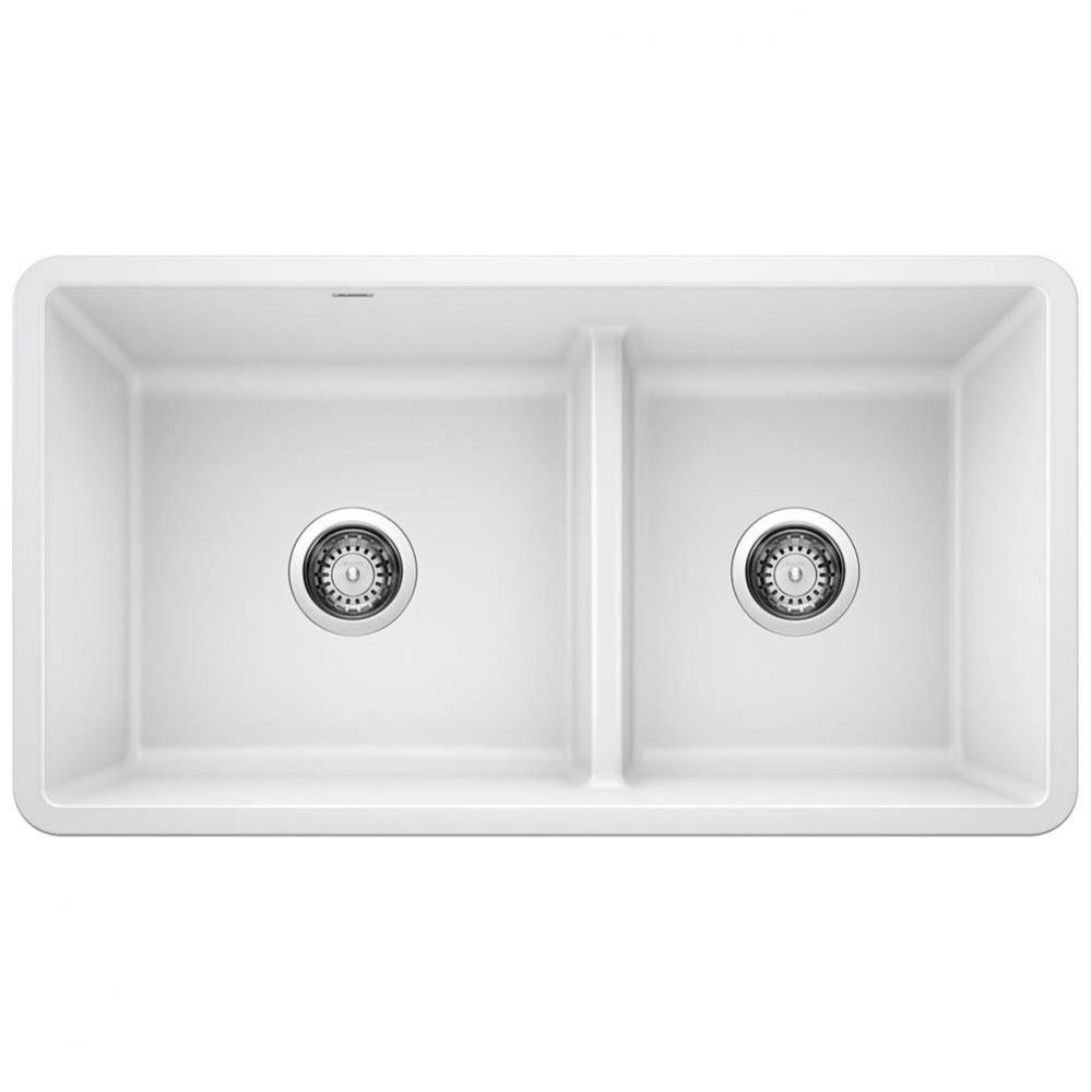 Precis SILGRANIT 33'' 60/40 Reversible Double Bowl Undermount Kitchen Sink with Low Divi