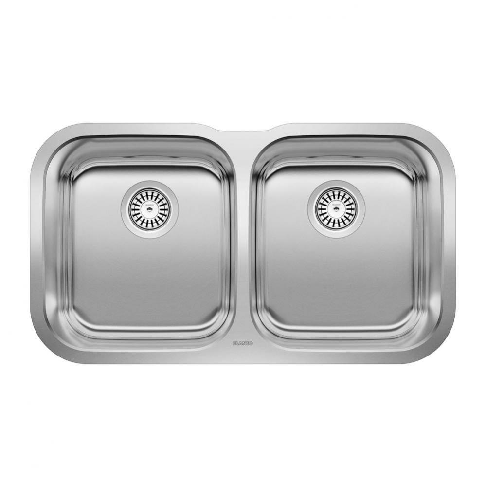 Essential 31'' 50/50 Double Bowl Undermount Stainless Steel Kitchen Sink