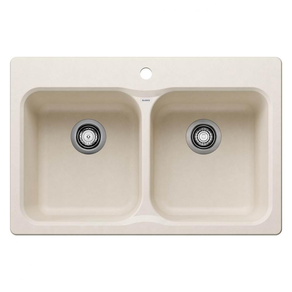 Vision SILGRANIT 31.5'' 50/50 Double Bowl Dual Mount Kitchen Sink - Soft White