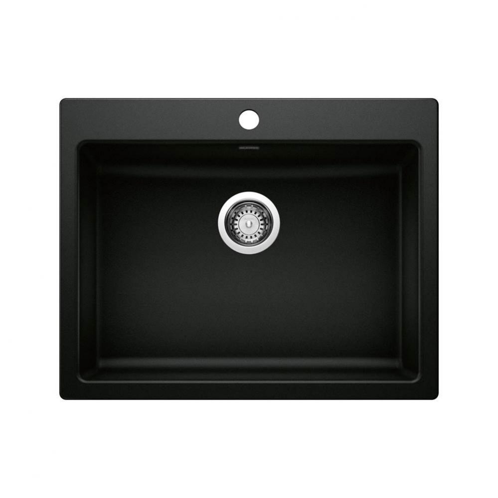 Precis SILGRANIT 25'' CSA Single Bowl Drop-In Kitchen Sink - Coal Black