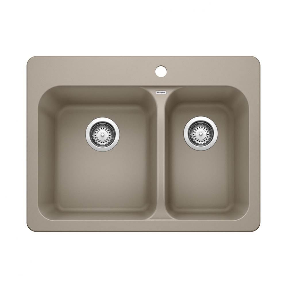 Vision SILGRANIT 27.5'' 70/30 Double Bowl Dual Mount Kitchen Sink - Truffle