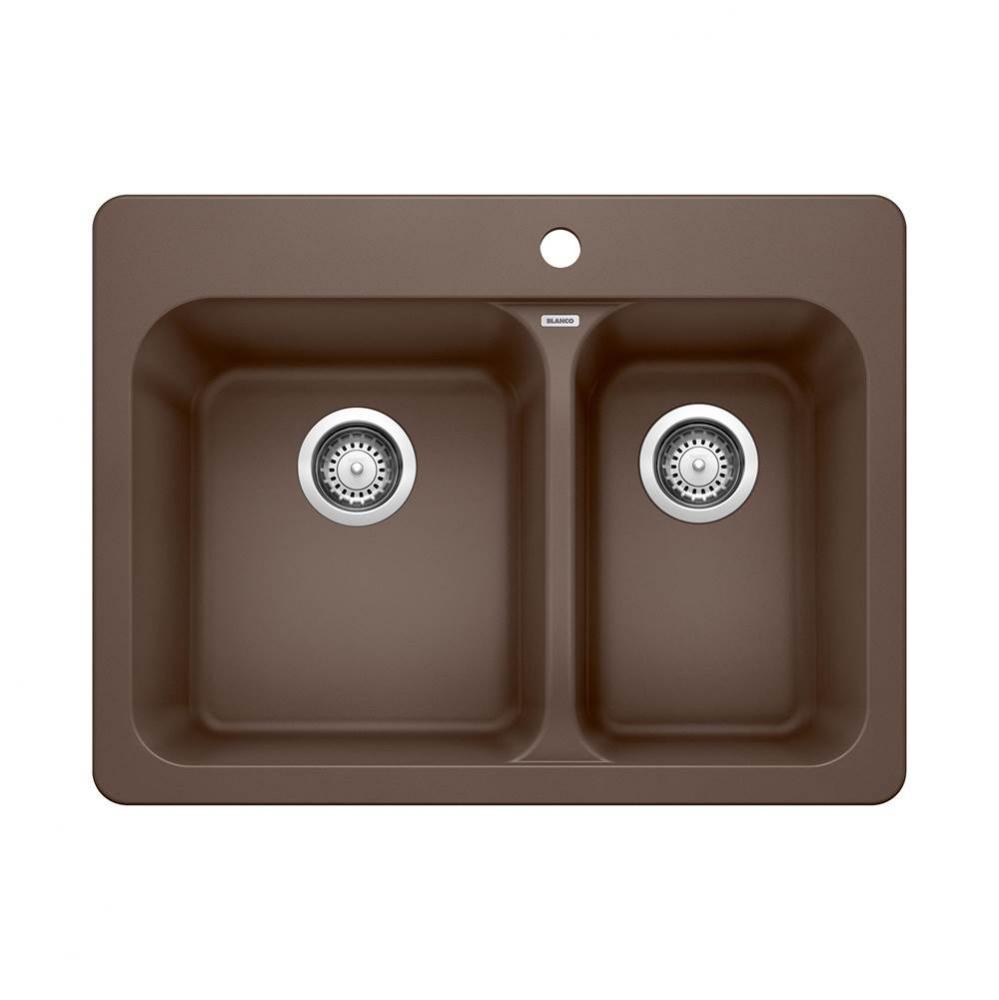 Vision SILGRANIT 27.5'' 70/30 Double Bowl Dual Mount Kitchen Sink - Cafe