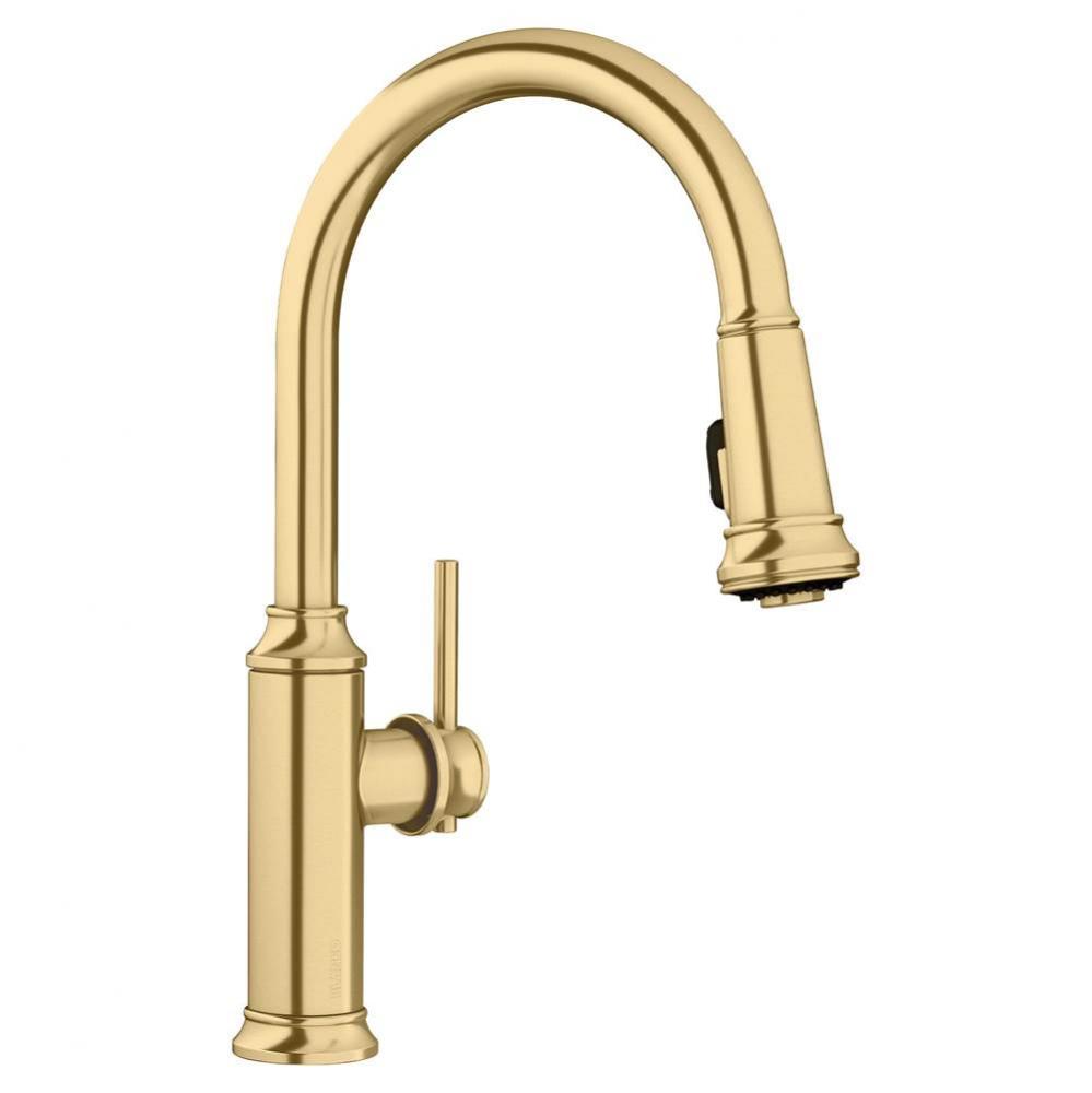 Empressa High Arc Pull-Down Dual-Spray Kitchen Faucet - Satin Gold