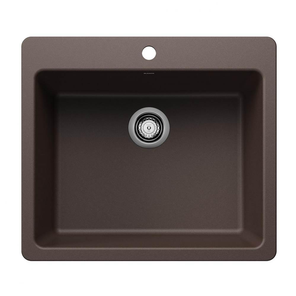 Liven SILGRANIT 25'' Single Bowl Dual Mount Kitchen Sink - Cafe