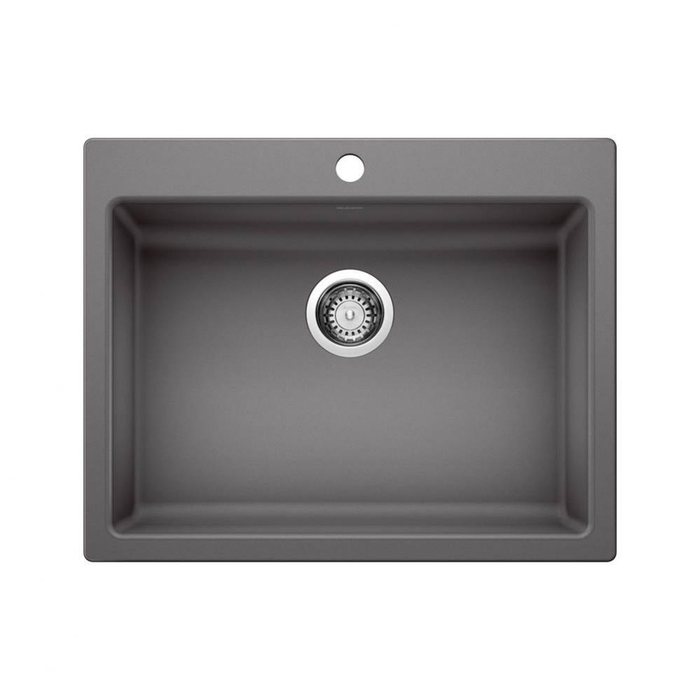 Precis SILGRANIT 25'' CSA Single Bowl Drop-In Kitchen Sink - Cinder