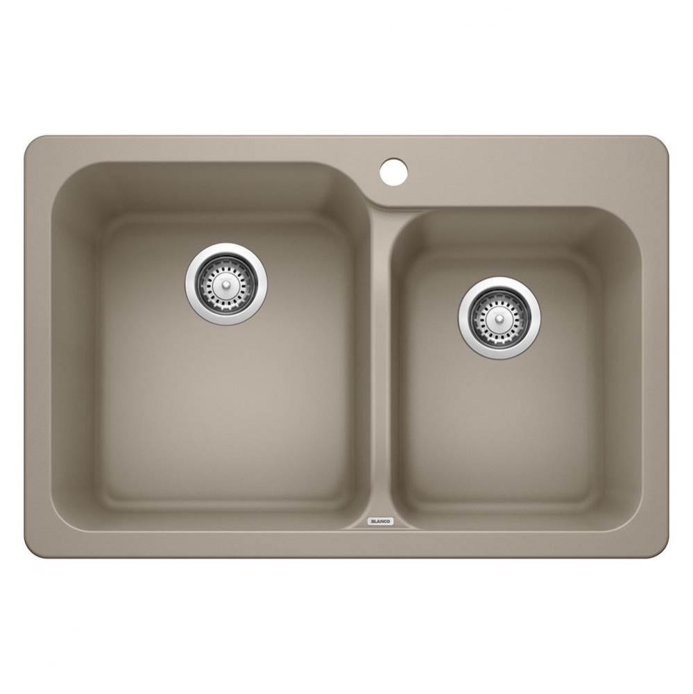 Vision SILGRANIT 31.5'' 60/40 Double Bowl Dual Mount Kitchen Sink - Truffle