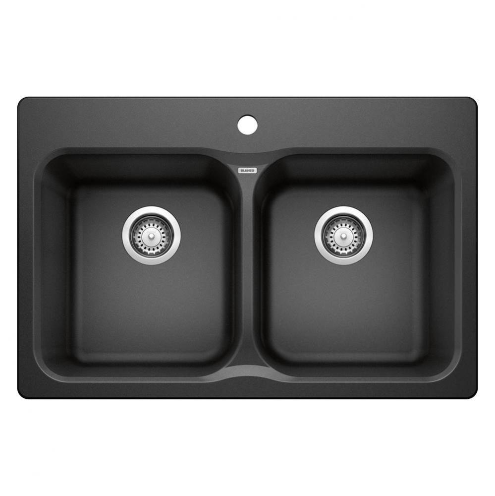 Vision SILGRANIT 31.5'' 50/50 Double Bowl Dual Mount Kitchen Sink - Anthracite