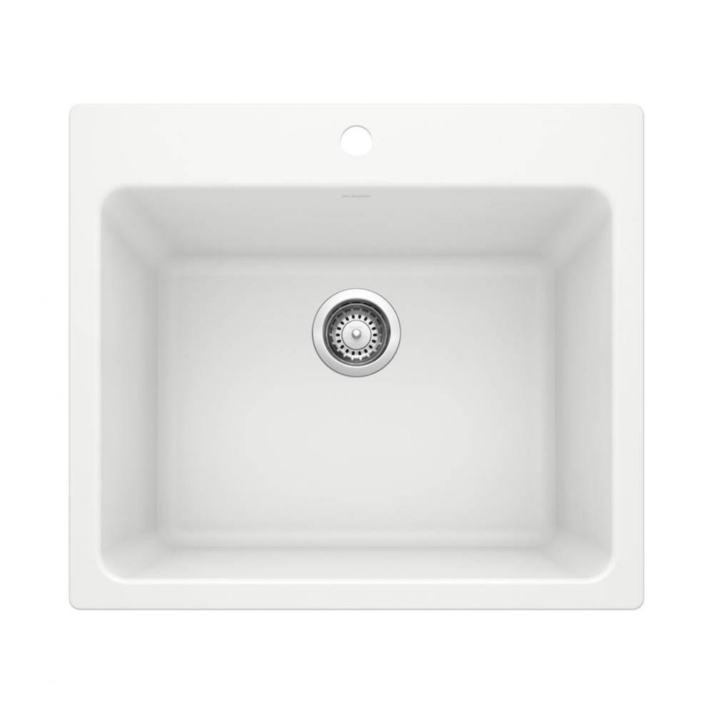 Liven SILGRANIT 25'' Single Bowl Dual Mount Laundry Sink - White