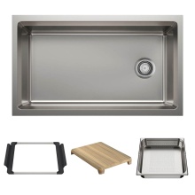 Blanco Canada 403873 - Inteos 33'' Single Bowl Reversible Undermount Stainless Steel Workstation Kitchen Sink