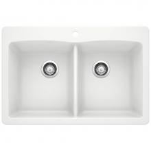 Blanco Canada 400055 - Diamond SILGRANIT 33'' 50/50 Double Bowl Dual Mount Kitchen Sink - White