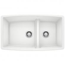 Blanco Canada 401711 - Performa SILGRANIT 33'' 60/40 Double Bowl Undermount Kitchen Sink with Low Divide - Whit
