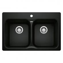 Blanco Canada 402635 - Vision SILGRANIT 31.5'' 50/50 Double Bowl Dual Mount Kitchen Sink - Coal Black