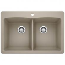 Blanco Canada 401152 - Diamond SILGRANIT 33'' 50/50 Double Bowl Dual Mount Kitchen Sink - Truffle