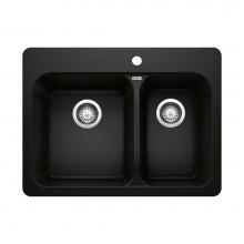Blanco Canada 402630 - Vision SILGRANIT 27.5'' 70/30 Double Bowl Dual Mount Kitchen Sink - Coal Black