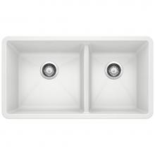 Blanco Canada 401706 - Precis SILGRANIT 33'' 60/40 Double Bowl Undermount Kitchen Sink - White