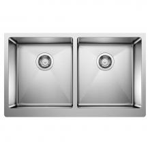 Blanco Canada 401867 - Quatrus R15 32'' 50/50 Double Bowl Apron-Front Stainless Steel Farmhouse Sink
