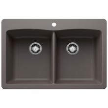 Blanco Canada 402907 - Diamond SILGRANIT 33'' 50/50 Double Bowl Dual Mount Kitchen Sink - Volcano Gray