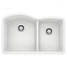Blanco Canada 400076 - Diamond SILGRANIT 32'' 60/40 Double Bowl Undermount Kitchen Sink - White