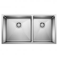 Blanco Canada 401520 - Quatrus R15 33'' 60/40 Double Bowl Undermount Stainless Steel Kitchen Sink