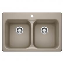 Blanco Canada 401145 - Vision SILGRANIT 31.5'' 50/50 Double Bowl Dual Mount Kitchen Sink - Truffle