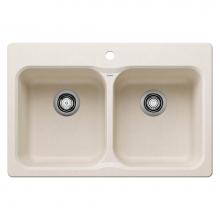 Blanco Canada 402899 - Vision SILGRANIT 31.5'' 50/50 Double Bowl Dual Mount Kitchen Sink - Soft White
