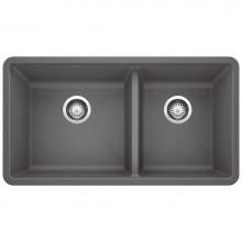 Blanco Canada 401396 - Precis SILGRANIT 33'' 60/40 Double Bowl Undermount Kitchen Sink - Cinder