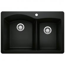 Blanco Canada 402618 - Diamond SILGRANIT 33'' 60/40 Double Bowl Dual Mount Kitchen Sink - Coal Black