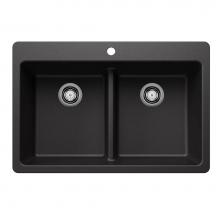 Blanco Canada 403635 - Liven SILGRANIT 33'' 50/50 Double Bowl Dual Mount Kitchen Sink with Low Divide - Anthrac