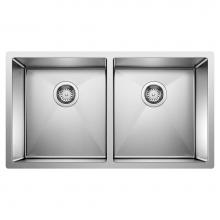 Blanco Canada 400452 - Radius R10 35'' 50/50 Double Bowl Undermount Stainless Steel Kitchen Sink