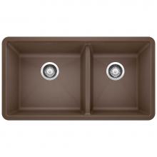 Blanco Canada 400585 - Precis SILGRANIT 33'' 60/40 Double Bowl Undermount Kitchen Sink - Cafe