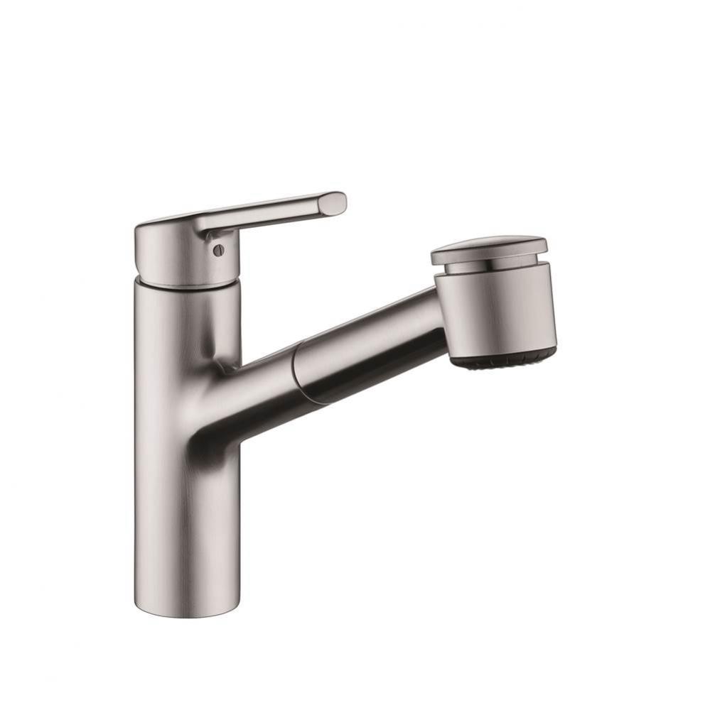 Luna E Single-Hole Kitchen Faucet With Pull-Out Spray - Top Lever - Brushed Stainless Steel