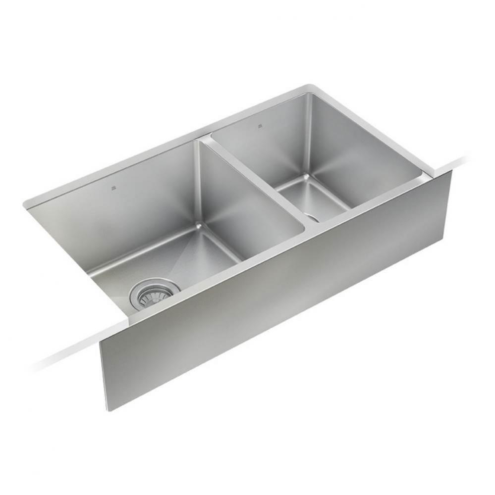 ProInox H75 apron sink undermount, double L18X16X8 R12X16X8