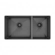 Pro Chef IH75-UR-331810-BLK - Prochef Double Bowl Undermount Kitchen Sink Proinox H75 Gunmetal Black Stainless Steel, 30X16X10