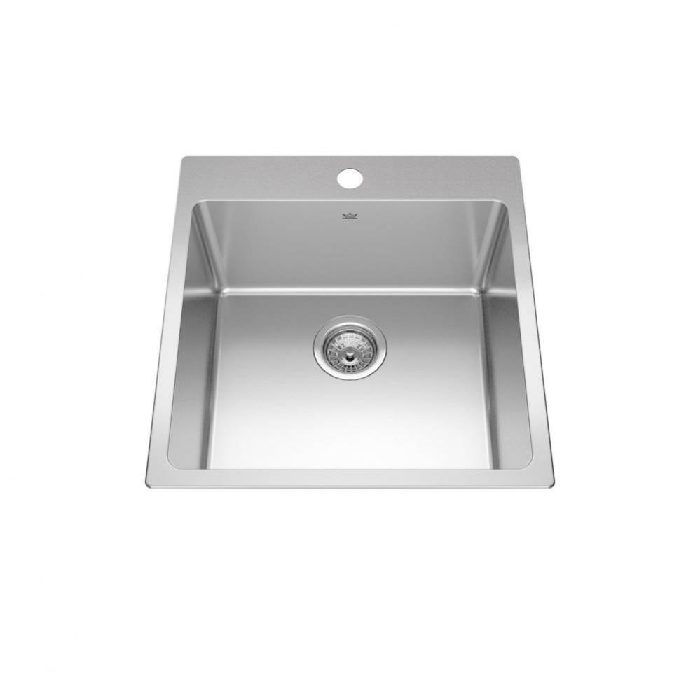 Brookmore 20-in LR x 20.9-in FB Drop in Single Bowl Stainless Steel Kitchen Sink